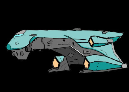 A concept drawing of a spaceship from the game Oh! Those Brave Canyon Pilots